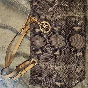 Michael Kors Snakeskin Patterned Tan and Gray Women's Bag
